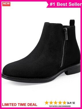 Suede Ankle Boots Short Flat Low Heel Dress Chelsea Casual Classic Booties